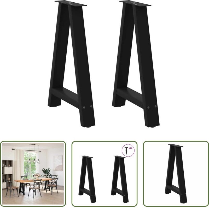 A-Form - Esstischbeine A-Form 2 Stk. Schwarz 60x(72-73) cm Stahl