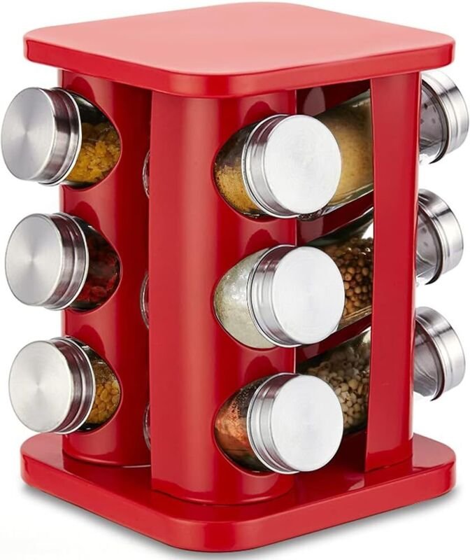 Drehbarer Gewürzständer mit 12 Gläsern, Gewürzregalturm für die Küchenarbeitsplatte mit 12 Gläsern zur Aufbewahrung im K...