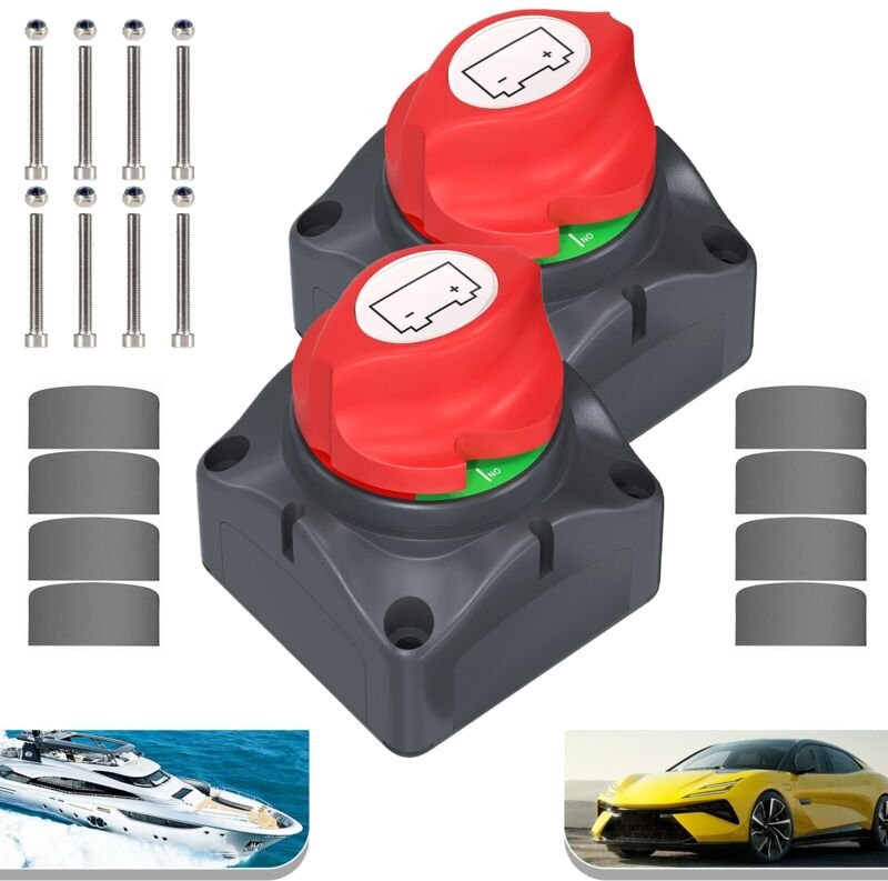 Interruptor de Desconexión de Batería 12-48V 275A para Coche, RV, ATV, Autocaravana, Barco - 2 Piezas