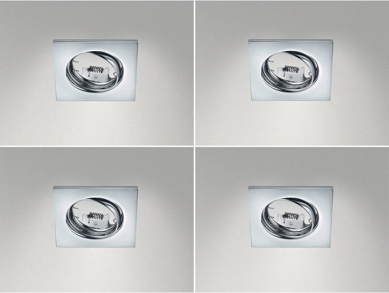 Eckige Einbaustrahler Decke im 4er Set schwenkbar Silber Chrom GU10