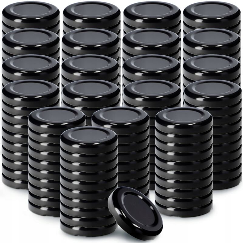 Schraubdeckel fi43 mm, aus Metall, für Einmachgläser, 200 Stück, Schwarz - Kadax