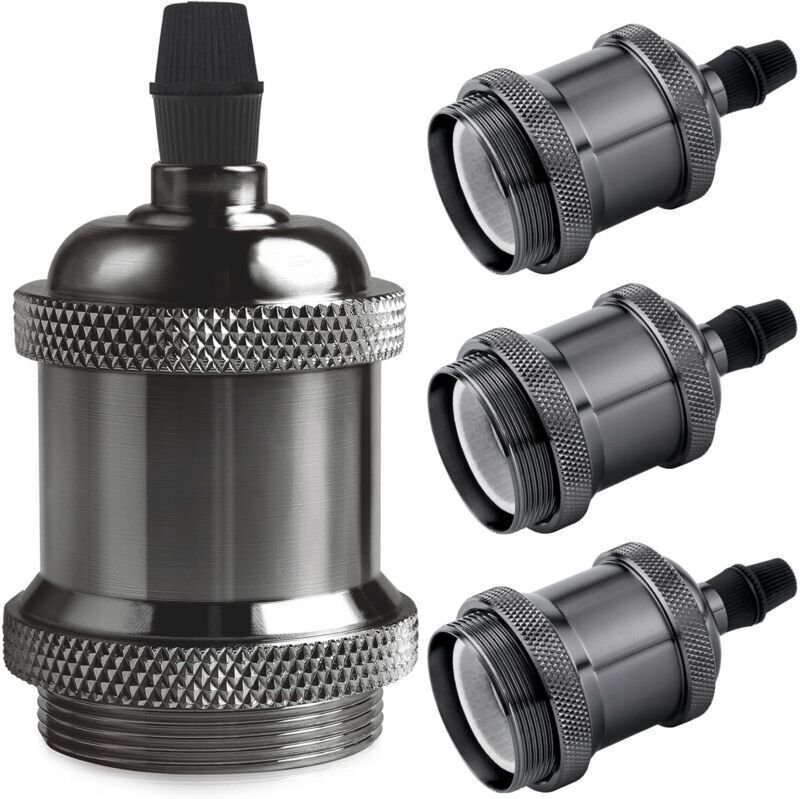 Stück Vintage E27 Lampenfassung, Edison Retro Pendelleuchte, massiver Keramikadapter, schwarze Perlmuttfassung