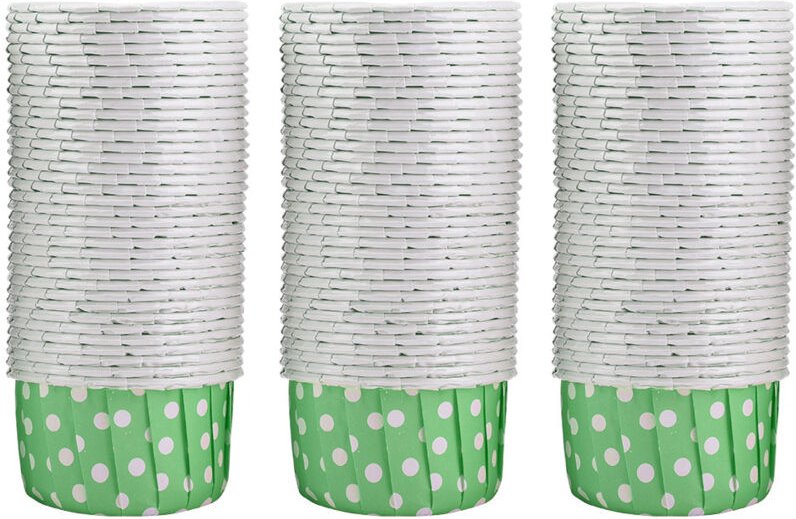 Mini-Papier-Cupcake-Förmchen, 100 Stück, runde Backförmchen, Muffinförmchen, für Zuhause, Hochzeit, Party (grüne Punkte)...