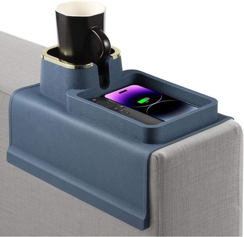 Multifunktionales Silikon-Sofatablett – Flexibler Becherhalter für Getränke, Snacks und Mobiltelefone (blau)
