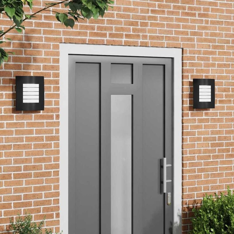 Thumbnail - Außenwandlampen 2 pcs Schwarz 23.5 x 10.5 x 26 cm Edelstahl Vidaxl