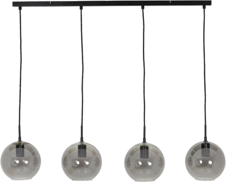 Light & Living - hängeleuchte - Subar - schwarz - glas rauchglas