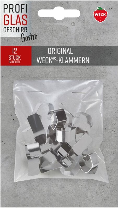 12er Beutel Weck Klammern mit Trägerkarte "Gastro" 76132