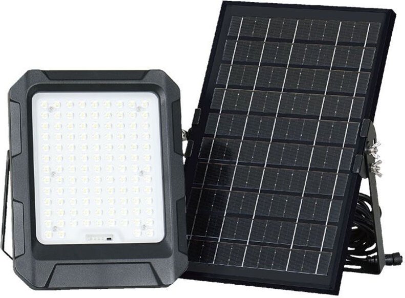 V-tac - LED-Flutlicht mit Fernbedienung und Solarpanel, 10 w, austauschbarer Akku, Naturweiß