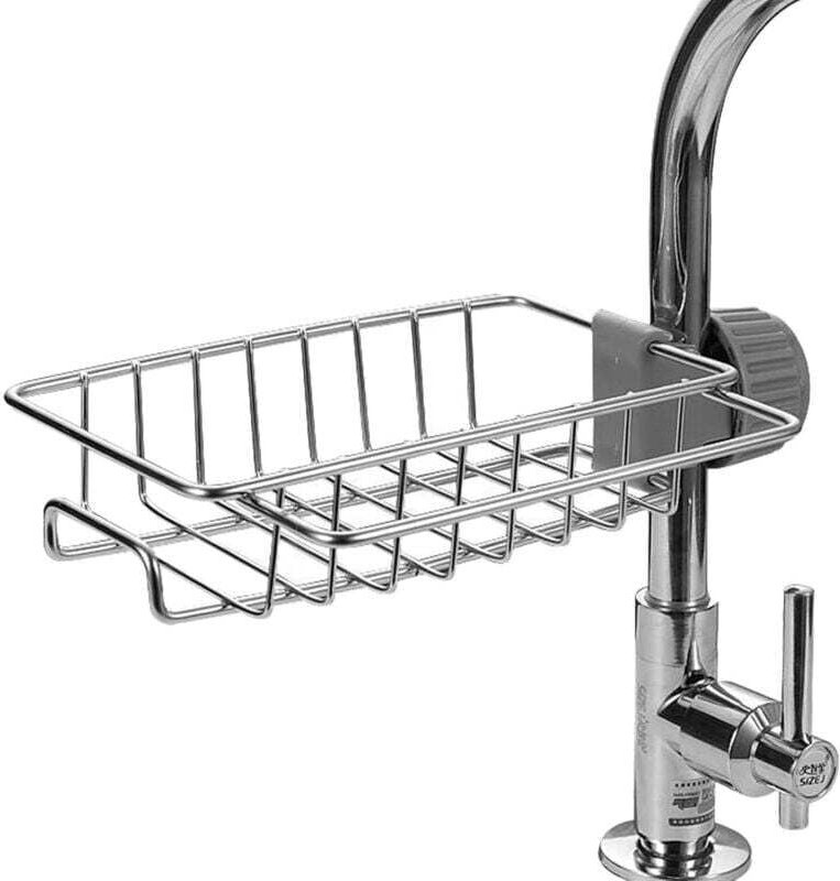 Panier Égouttoir Suspendu Pour Robinet Évier Acier Inoxydable Drainage Éponge Salle de Bain Cuisine