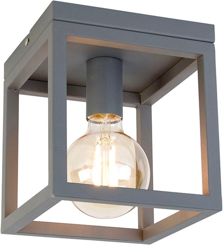 Thumbnail - Qazqa - Industrielle smarte Deckenleuchte dunkelgrau inkl. Wifi G95 - Cage