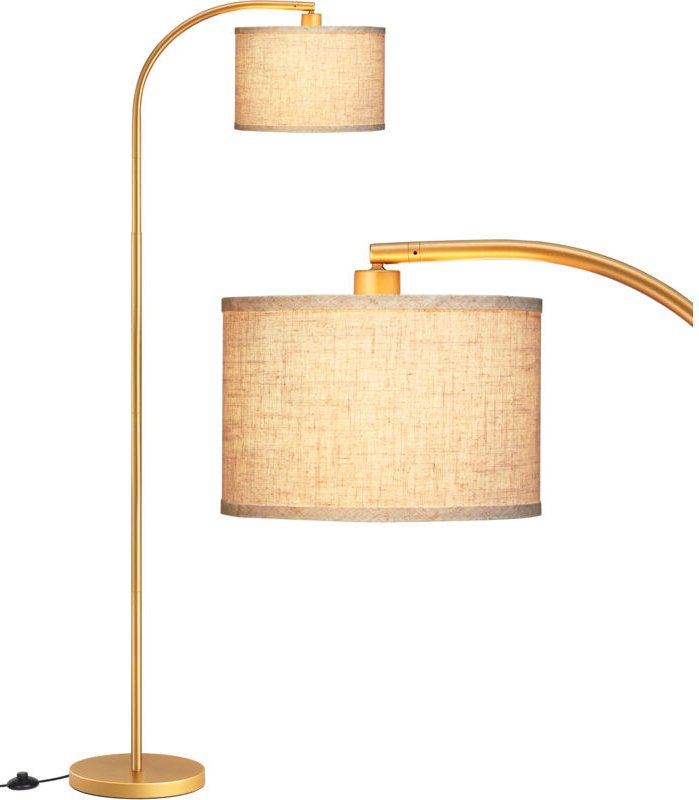 EDISHINE Stehlampe Wohnzimmer, 161cm Bogenlampe mit Verstellem Beigen Leinen-Lampenschirm & Fußschalter, E27 Fassung, dr...