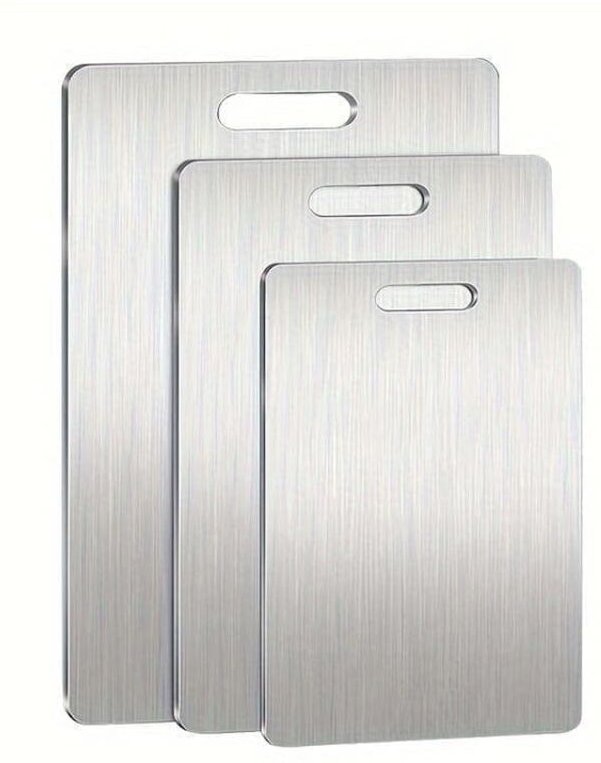 3er Set Schneidebretter Edelstahl – Beidseitig, Schimmelresistent & Wasserfest für Küche