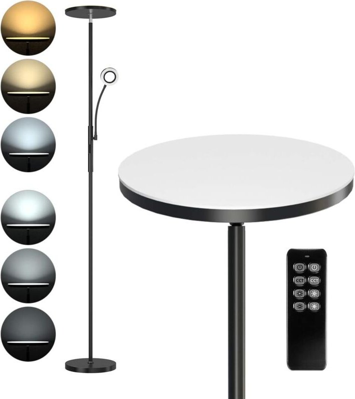 Deckenfluter led Dimmbar 30W Stehlampe led & 5W Leselampe Stehleuchte Wohnzimmer mit Fernbedienung, 4 Lichtfarbe, Hellig...