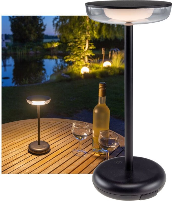 Chilitec - led Akku-Tischleuchte Foco Luz, 2900K, IP44, dimmbar, 26cm, schwarz