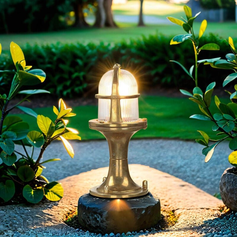 Licht-erlebnisse - Sockelleuchte Gartenlampe aus Messing H:25cm Garten Weg