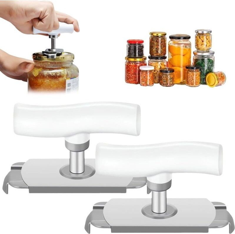 Verstellbarer Glasöffner, 2 Stück Manueller Glasöffner, Dosen- und Glasöffner, Plastikflaschenöffner, für Senioren, Kind...