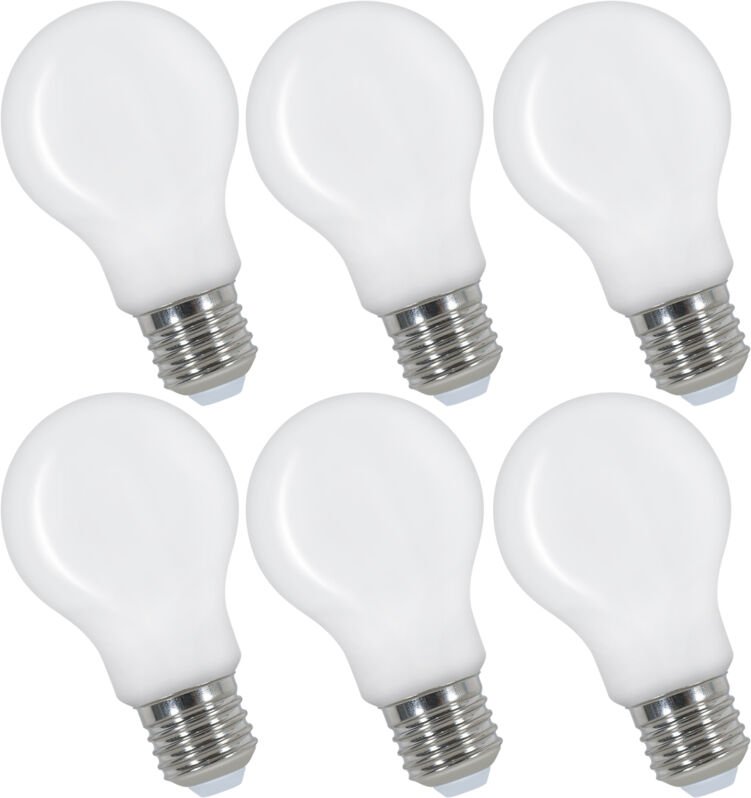 COMELY 6er-Pack A60 LED-Lampen – Warmweiß (3000 K) – 4 W (entspricht 40 W) – E27 – Milchglas – Weiches und energieeffizi...