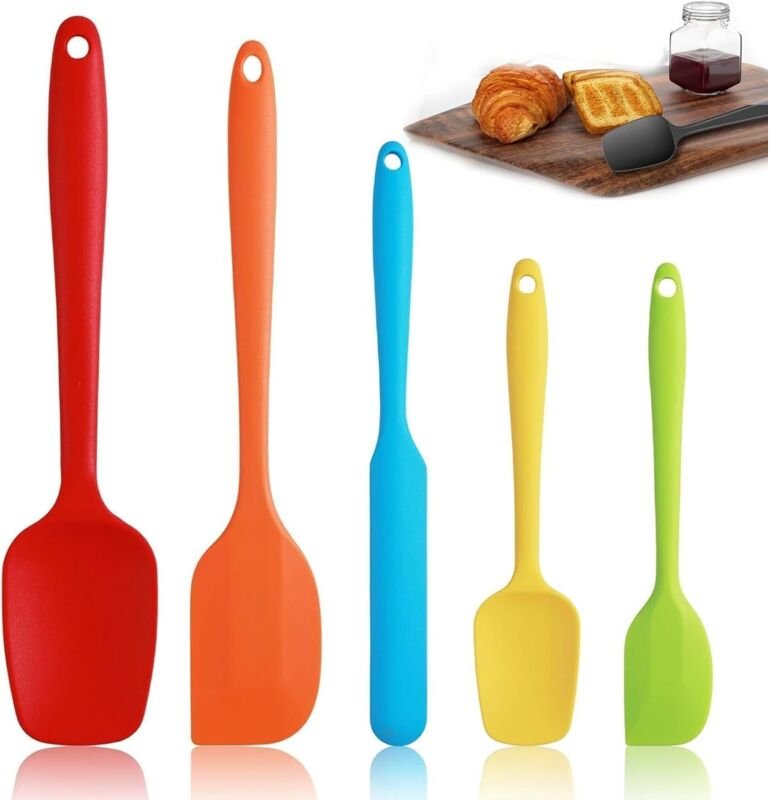 5x Silikon Küchenhelfer Set (Lebensmittelqualität), hitzebeständige Antihaft Kochlöffel & Schaber – Ideal zum Kochen, Ba...