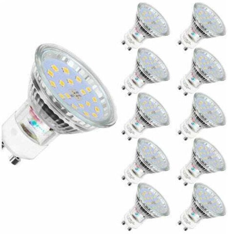KZQ 10er-Pack GU10-LED-Lampen, 5 W, entspricht 60 W Halogenlampen, 560 lm, Kaltweiß 6000 K, nicht dimmbar