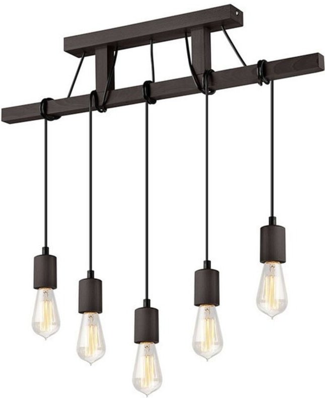 Lamkur Leon Industrial Stab-Pendel-Deckenleuchte Wenge, 5x E27