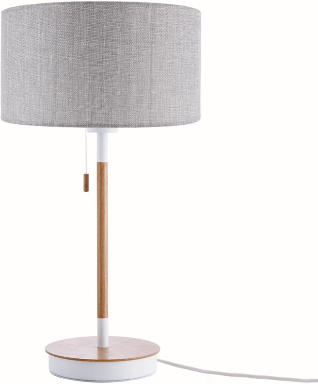 Paco Home Tischlampe Nachttischlampe Schreibtischlampe Höhe 49 cm Design Skandinavisch Grau (Ø28 cm), Tischleuchte Weiß/...