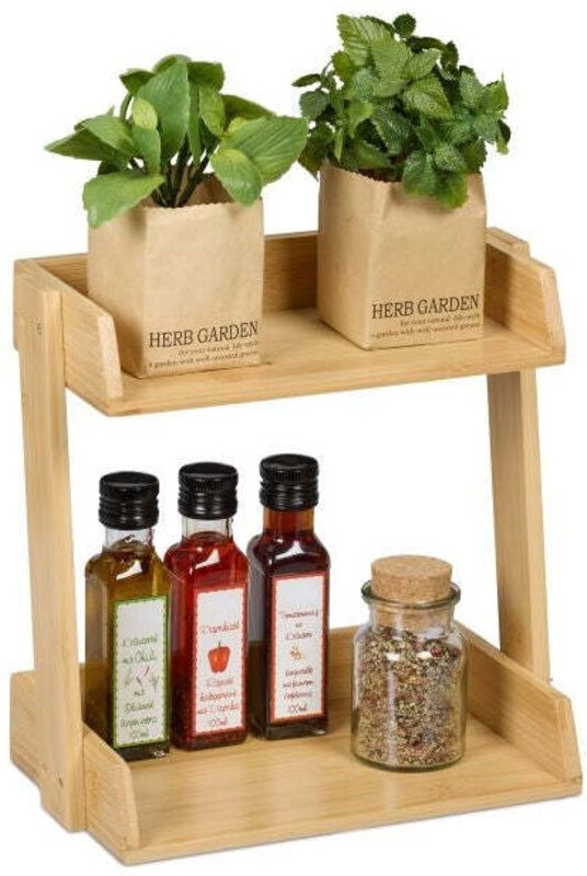 Gewurzregal aus bambus mit 2 ebenen