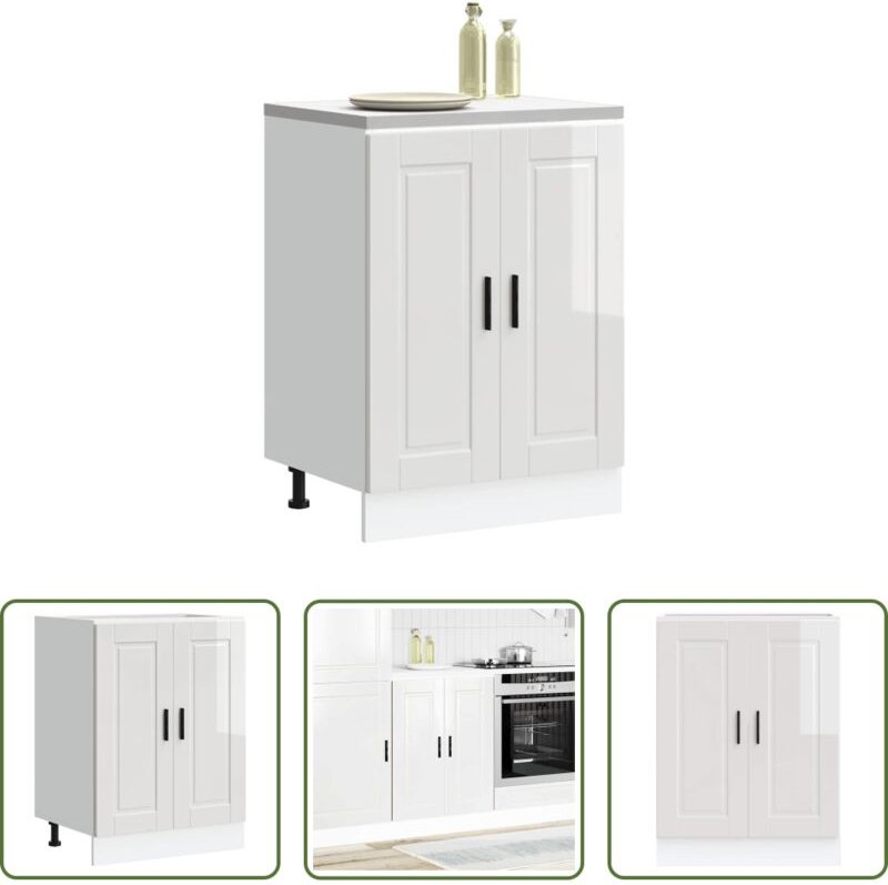 Holzwerkstoff - Küchenunterschrank Porto Hochglanz-Weiß Holzwerkstoff