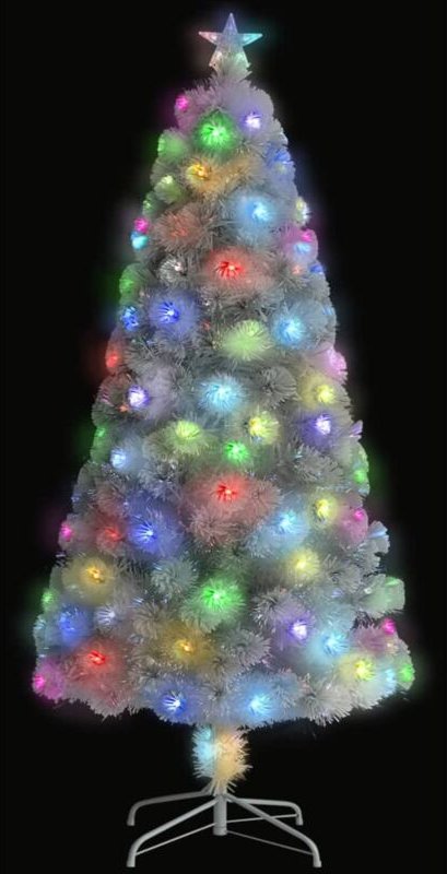 Vidaxl - Künstlicher Weihnachtsbaum mit Beleuchtung Weiß 120cm Glasfaser