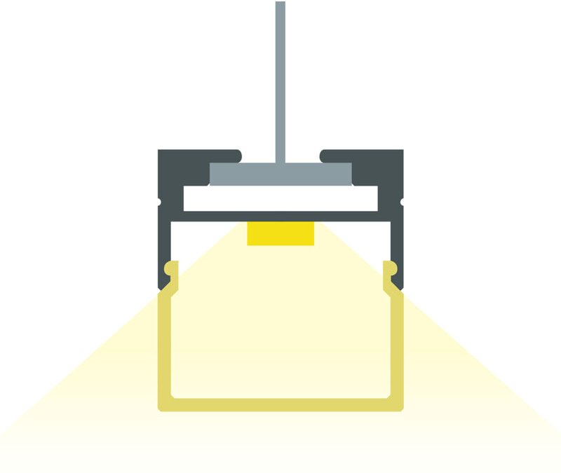 Ledkia - Aluminiumprofil Hängend 2m für led Streifen bis 17 mm Aluminium 2 m Weiß transluzent