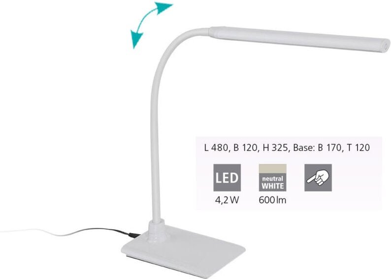 LED-Schreibtischleuchte laora, 3,5 w, 550lm, 4000K 230V, weiß, dimmbar - Eglo