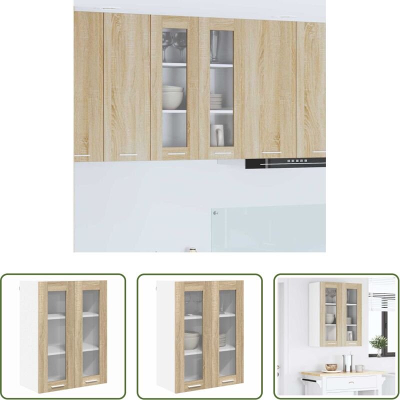 vidaXL Küchenschrank Sonoma Eiche - Hängeschrank mit Tür Sonoma-Eiche 60 x 31 x 80 cm Holzwerkstoff