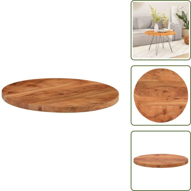 Massivholz - vidaXL Tischplatte Ø40x2,5 cm Rund Massivholz Akazie - Akazienholz Tischplatte