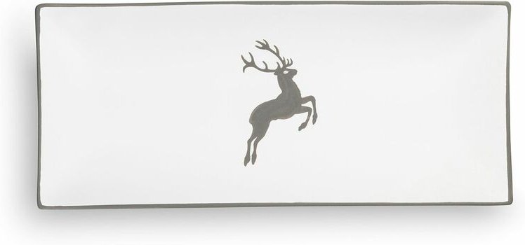 Gmundner Keramik Grauer Hirsch, Platte rechteckig (36x15cm)