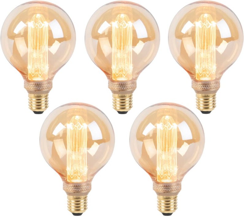 Luedd - 5er Set LED-Glühbirnen G95 E27 5W 1800K Amber 3-stufig dimmbar