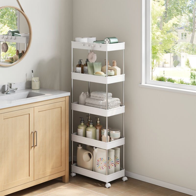 WOLTU 5 Ebenen Rollwagen Küchenwagen Rollwagen mit 360° Rollen, Allzweckwagen Haushaltswagen aus Kunststoff für Küche, B...