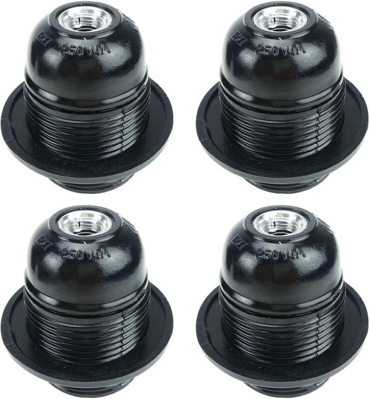 Memkey - Schwarze E27-Schraube, E27-Glühbirnenfassung, 4 Stück E27-Fassung, E27-Sockelbirne, massive Glühbirnenfassung, ...