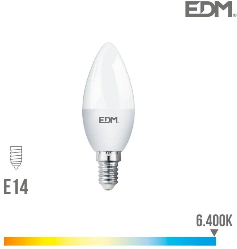 EDM - led Kerzenlampe E14 7W 600lm 6400K Kaltlicht Ø3,5x10,7cm