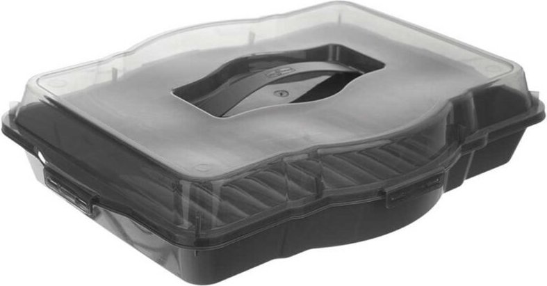 Rectangular storage container with clips and handles