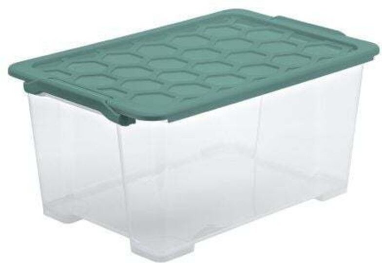 Aufbewahrungsbox evo Safe inkl. Deckel 44 l Mistletoe grün Boxen - Rotho