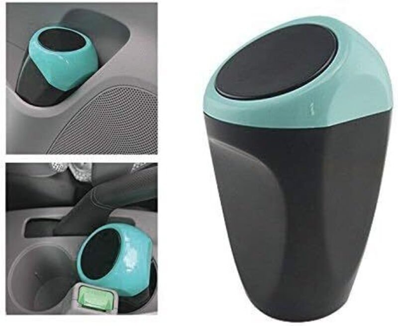 Mini-Auto-Mülleimer, Kunststoff-Abfallbehälter, 9 x 6 x 15 cm, Müllbehälter für Auto/Büro/Wohnung - Blau