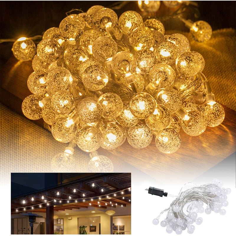 UISEBRT LED Lichterkette Außen, 20M Garten Lichterkette Aussen mit 160 LED Birnen Warmweiß 2200K Wasserdichte Lichterket...