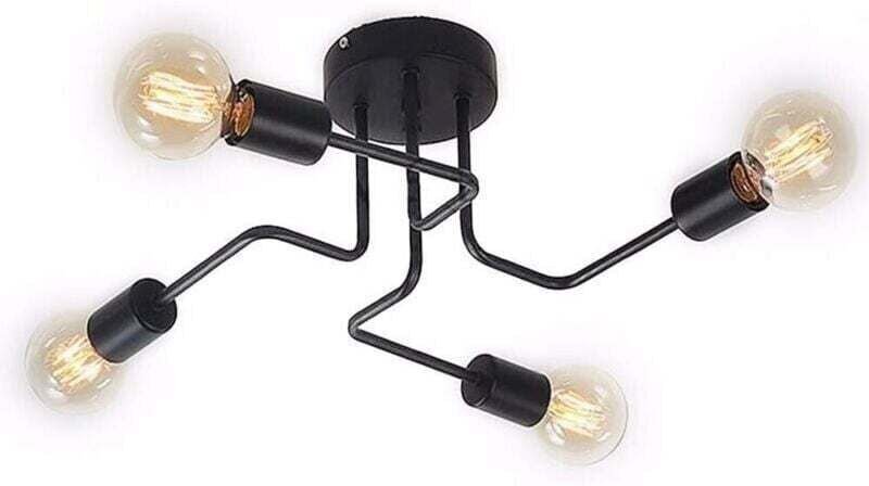 Industrielle Metall-Deckenleuchte, Vintage-E27-Deckenleuchte für Schlafzimmer, Wohnzimmer, Küche, schwarz, Leuchtmittel ...