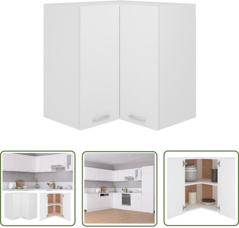 The Living Store Eckhängeschrank Weiß 57x57x60 cm Holzwerkstoff - Küchenregal - Eckschrank - Holzschrank - Weißer Schran...