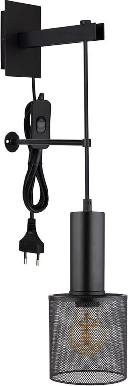 Schlafzimmerleuchte Wandleuchte Wandlampe Steckerkabel Schwarz-matt h 60 cm