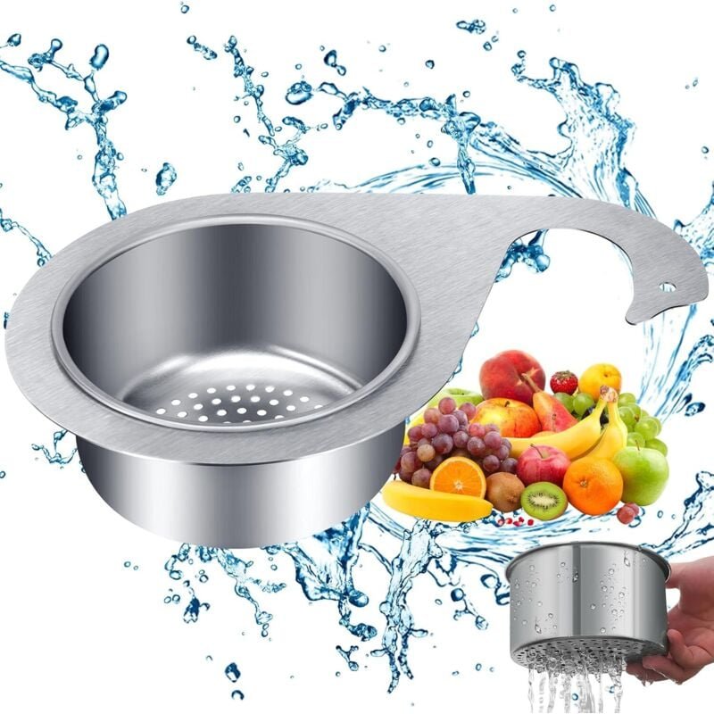 Csparkv - 1-teiliges Spülbeckensieb aus Edelstahl in Schwanenform, Küchenspülbeckensieb, abnehmbarer Multifunktions-Abla...