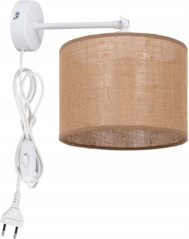 Wandleuchte mit LED-Stecker, Juteschirm