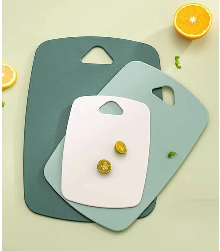 Schneidebretter für Küche, Kunststoff Schneidebretter Set von 3, Dicke Schneidebretter für Fleisch, Gemüse, Obst, mit Ea...