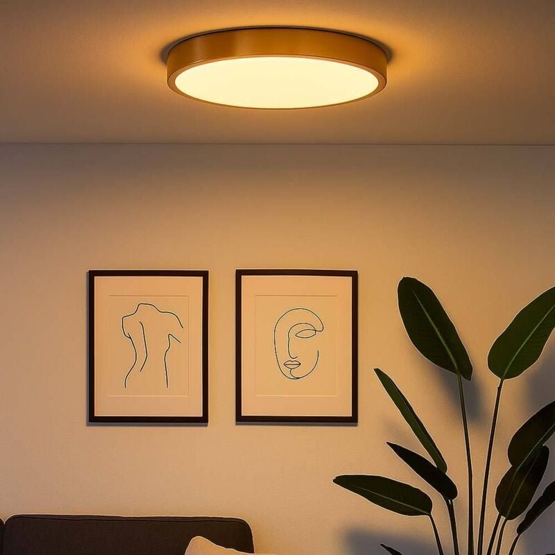 Globo - Deckenleuchte Deckenlampe Wohnzimmerlampe led Metall Messing Rund d 25 cm