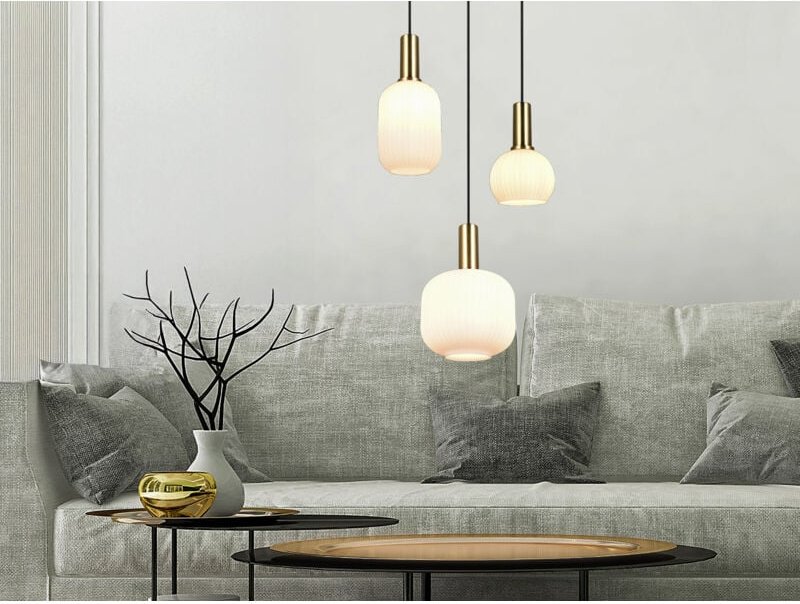 Trio - Retro Cluster Pendelleuchte diva 3-flammig mit Glasschirmen in Weiß, ø 38cm