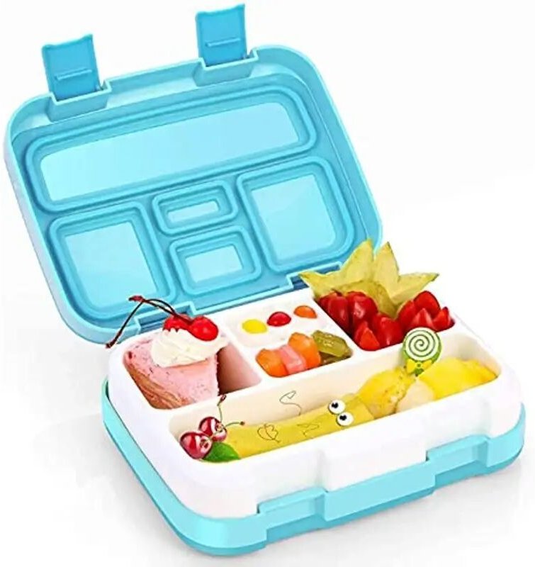 Auslaufsichere Bento-Box für Kinder, 5 Fächer, BPA-frei, spülmaschinenfest, lebensmittelecht